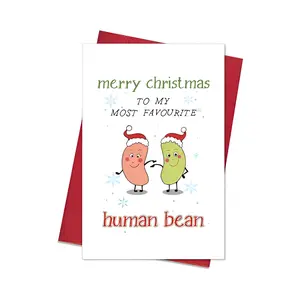 Human Bean Xmas Cards for Couples, Men, and Women - Funny Christmas Cards with Envelopes