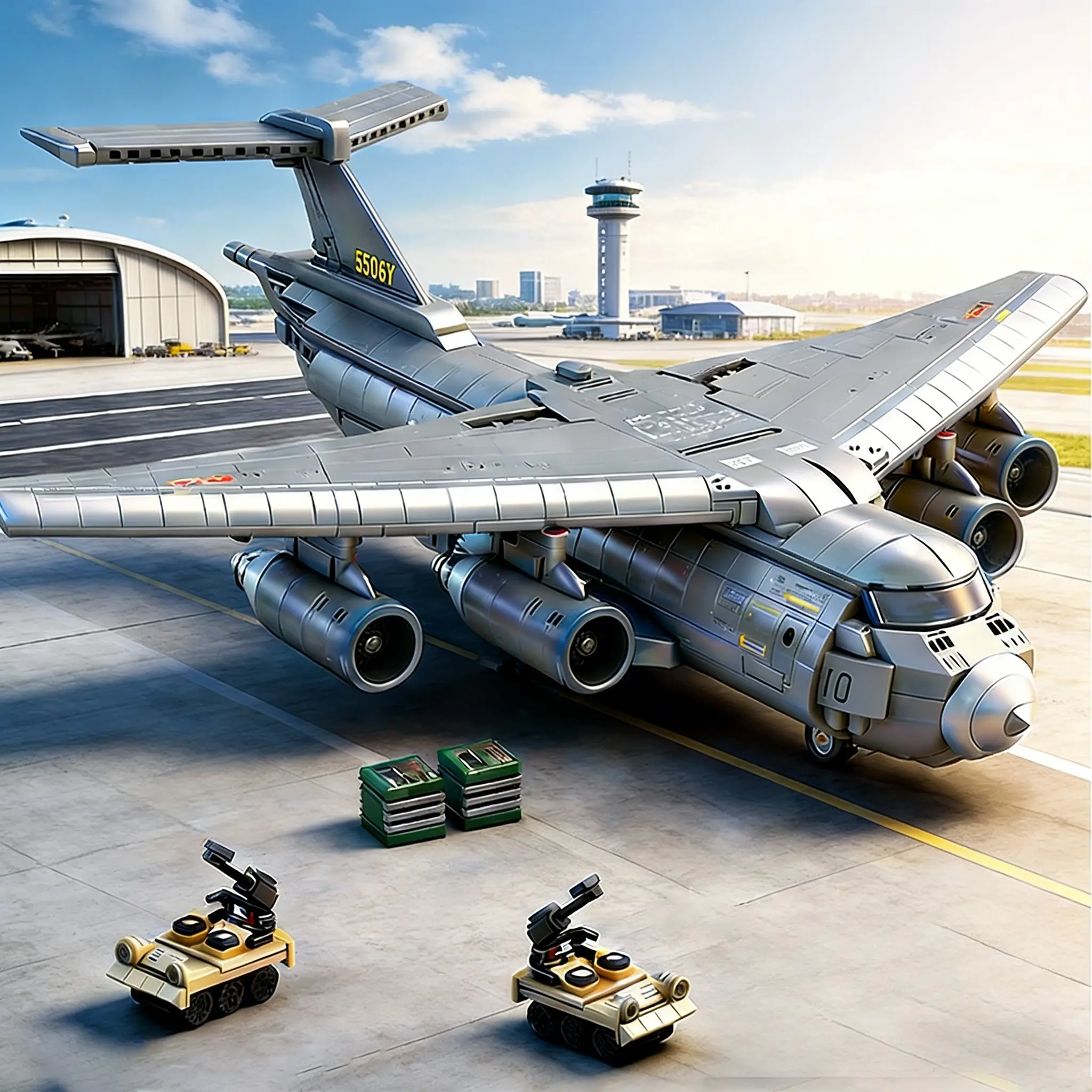 1486pcs Large Transport Plane Plastic Building Blocks, Y-20 Airplane Model Display Piece, Cargo Carrying Aircraft, High Difficulty Adult Assembly Model