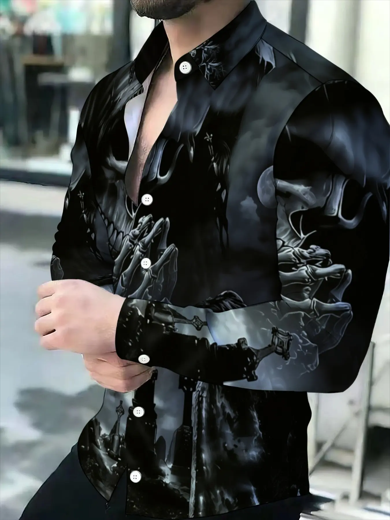 Men's Long Sleeve Casual Fashion Shirt Novel Pattern