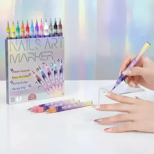 12 Colors Nail Art Pen Set, 1 Set QuickDrying Acrylic Paint Nail Art Markers, DlY Nail ArtDesign Pens for Home Salon Use, Polish, Nail Designs