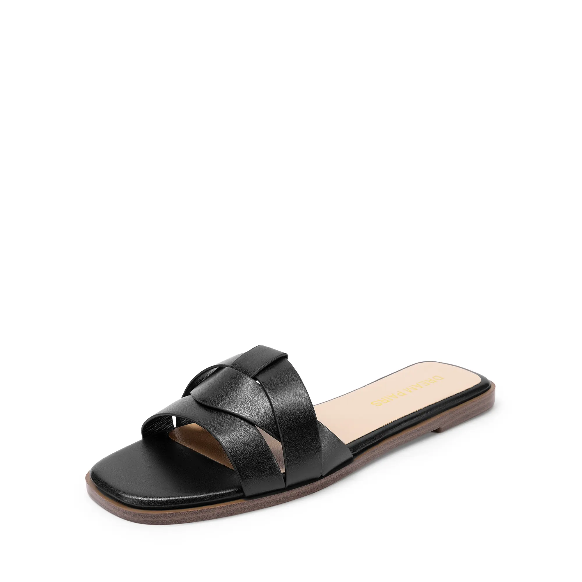 DREAM PAIRS Women's Open-Toe Slip-On Flat Sandals - Rubber Sole, Comfortable Design, Daily Wear Walking Shoes for Women, Sandals Women
