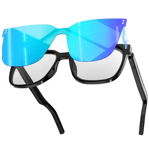 Smart Glasses-Clear Anti Blue Light Bluetooth Glasses + Magnetic Clip-On Sunglasses,UV400 Protection, Hands-Free Calls& Audio, for Indoor/Outdoor