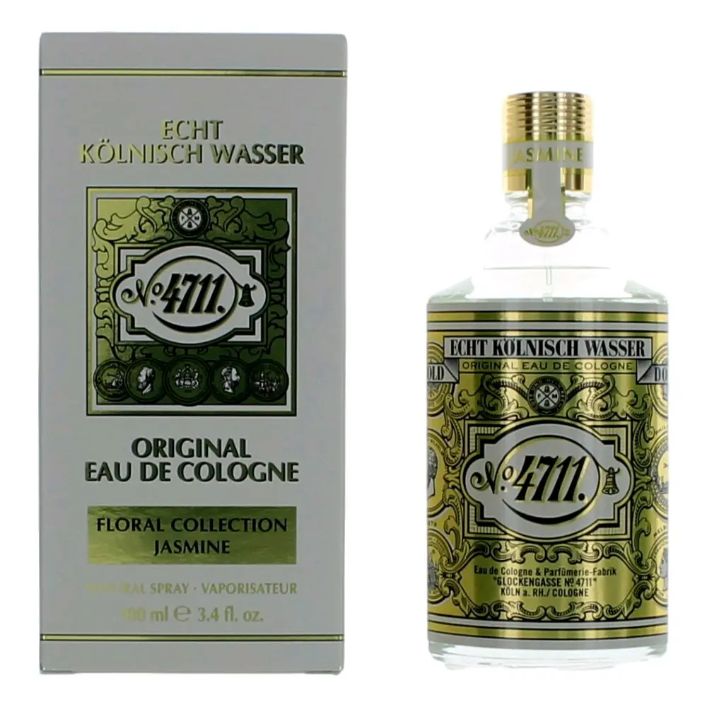 4711 Floral Collection Jasmin Eau de Cologne - 3.4 oz Atomizer Bottle Botanical-Inspired Spray Unisex Fragrance with Citrus, Green Tea, Cedar Bergamot & Creamy Tonka Bean Notes