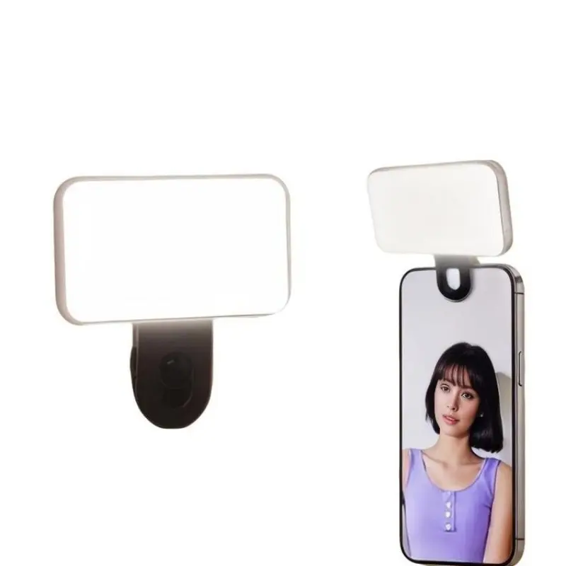 Rechargeable Fill Light, Selfie Led Lights, Portable LED Selfie Light with Adjustable 3-Color Lighting, Designed for Selfies, Vlogs, Makeup, and Video Conferencing, Compatible with Mobile Phones, Cameras, and Laptops (Black)