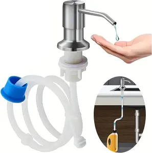 Under Sink Soap Dispenser with Extension Tube Kit – Premium Brushed Nickel Built-in Kitchen Sink Pump, Quick Installation & No More Refills