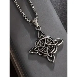 Celtic Trinity Witch Knot Necklace – Lucky Clover Pendant Gothic Witch Jewelry, Mystic Charm Necklace Gift for Women