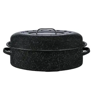 18 Covered Oval Roaster, 15 Pound Capacity, Roasting Pan Meat Steel