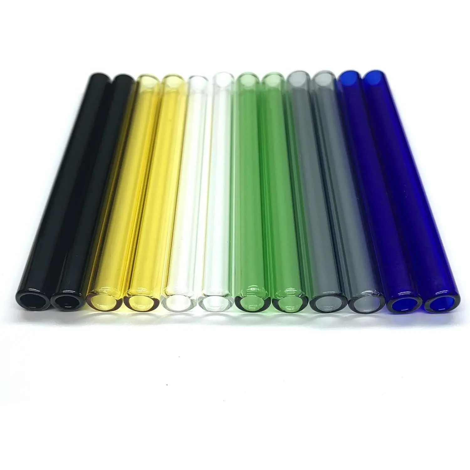 Glass Tubes 12 count,  Glass Straws 4 Inch Long, OD 10 mm, Thickness 1.5 mm, Colorful Industrial Borosilicate Glass Tubing for Short Cup (10mm-4IN-Colorful)
