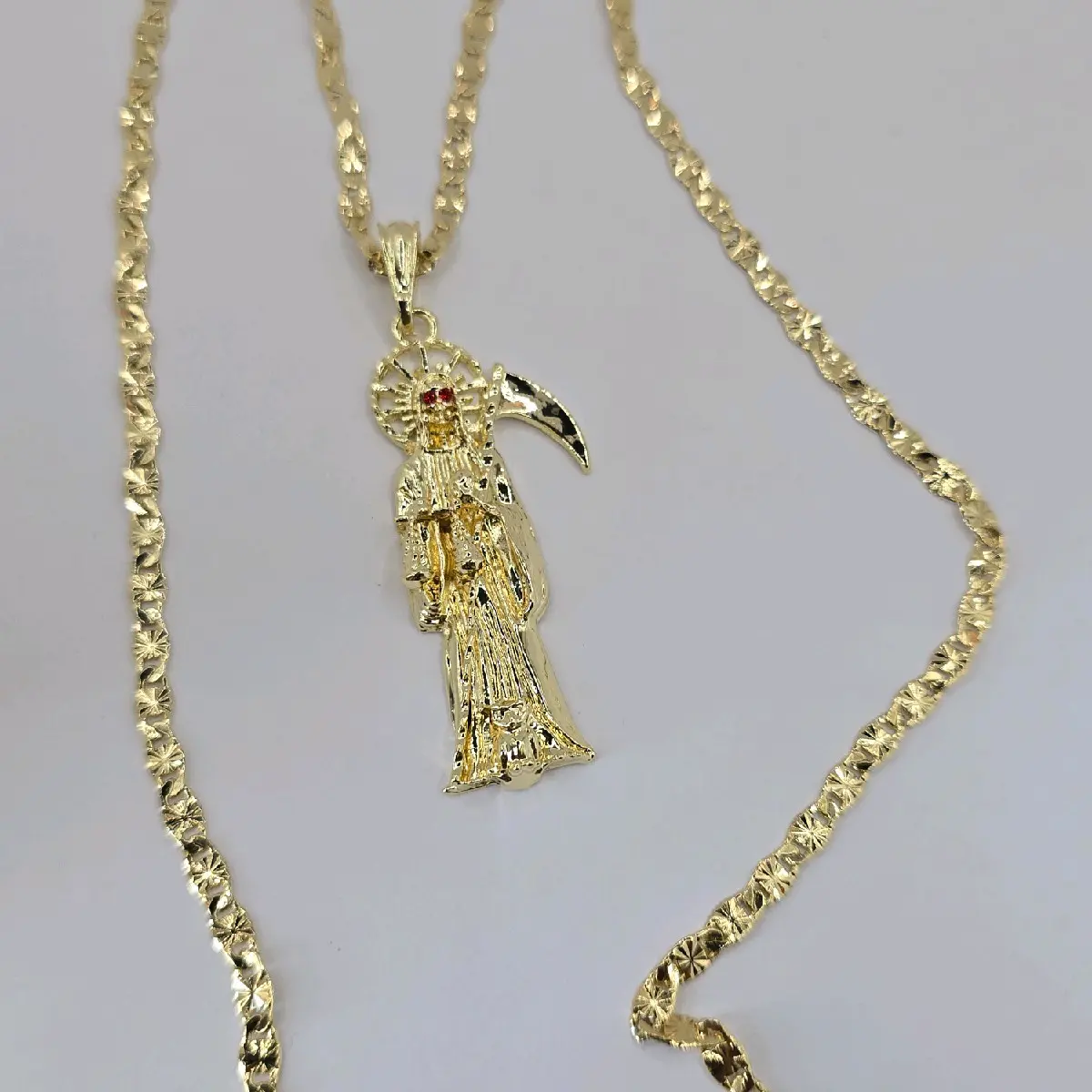 THE GRIM REAPER ref eyes  necklace regular style gold-plated 24"inches beautiful design