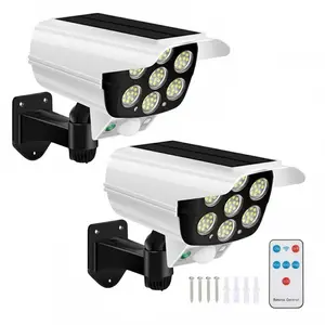 Solar Light Remote Control LEDs with 3-Mode Simulation Camera Outdoor Lighting Solution Solar Security Lights Durable and Efficient Design Perfect for Camping and Gardening