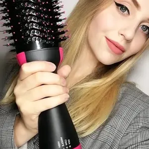 One Step Hair Dryer Brush with Negative Ion Generator Hot Cold Settings Ergonomic Handle Flexible Bristles for Salon-Quality Styling