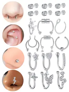 Fake Nose Studs Magnetic Nose Studs Fake Nose Studs Nose Clips, Clip On Nose Rings Stainless Steel No Need Piercing Fake Nose Rings Jewelry Nose Cuff
