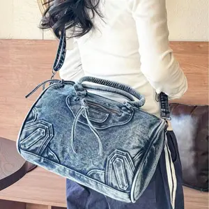 New Vintage Washed  Messenger Bag, Casual Y2K Style Shoulder Bag Double Handle Handbag Niche Design, Spacious And Practical Crossbodybag Suitable For Work Commuting, Shopping, Travel And Back To School, Fashionable Street Bag
