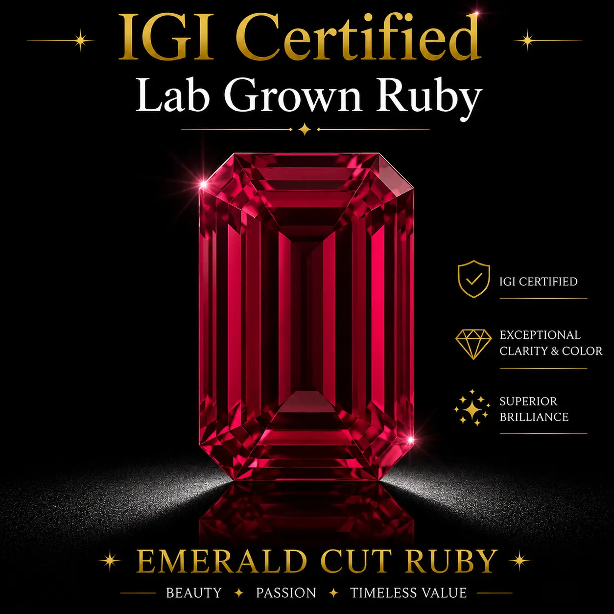 【Gemstone - Ruby】IGI Certified Lab Grown Gemstone - 1 Ct