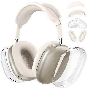 [4 in 1] Silicone Case Cover for AirPods Max, Clear Soft Tpu Ear Cups Cover, Ear Pad Case Cover, Headband Cover, Transparent Accessories