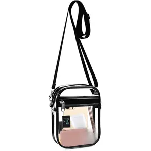 Clear Crossbody Purse Bag, Clear Bag Stadium Approved with Front Pocket for Concerts Sports Festivals