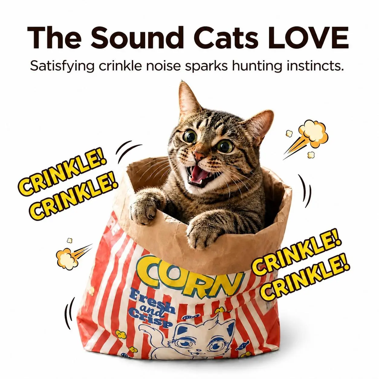 2 Pcs Giant Cat Crinkle Bag Toy, Collapsible 29.5 X 13.8 Inch Paper Bag Tunnel Interactive Hideaway with Crinkle Sound for Indoor Cats, Kittens, Rabbits, Ferrets, Self-Entertainment Boredom Relief Pet Supplies for Indoor Cats