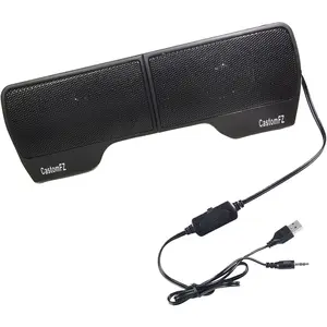 Wired Compact Audio Speakers for Desktop PC, Laptop, Smartphone, Computer - Handy Plug-In Design, Convenient Volume Control, Premium Sound for Music & Gaming, Black (Compatible with Monitor, Tablet, TV)