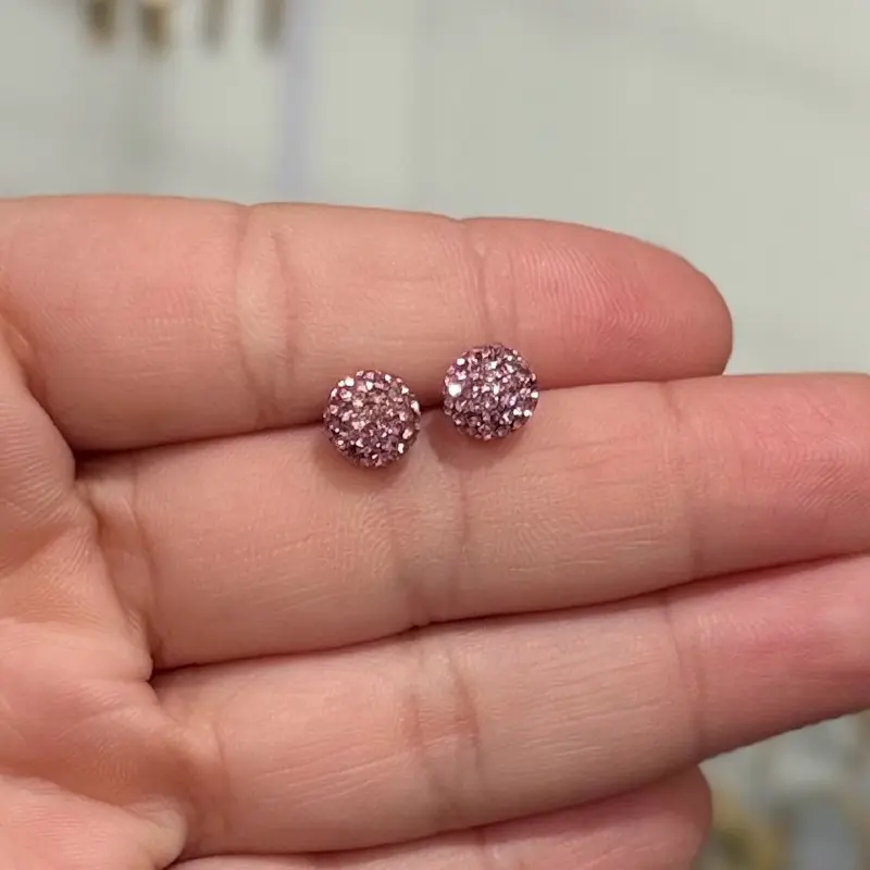 14K Gold Screw Back Pink Rhinestone Earrings - Elegant earrings with Sparkling Rhinestones for Everyday Wear