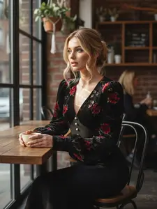 BLACK 1930S ROSE VELVET FISHTAIL DRESS Prom Formal Midi Womenswear Clothes