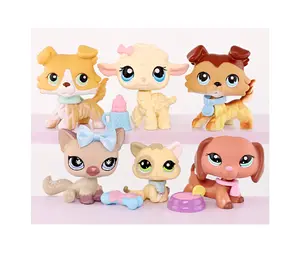 Mini Figurines Playset Shorthair Cats Collie Spaniel Dachshund Dogs Bobble Head Animal Toys for Kids Gift Set