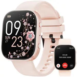 Multifunctional unisex smartwatch, 1.88-inch fitness tracker, featuring voice assistant support, message notifications, heart rate and sleep monitoring, multiple workout modes, IP68 water resistance, and compatibility with Android and iOS