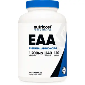 Nutricost Organic Essential Amino Acid (EAA) Edible Dietary Supplement Capsules, 1200mg, 240 Capsules, 120 Servings - for Optimum Fitness & Vitamin Support