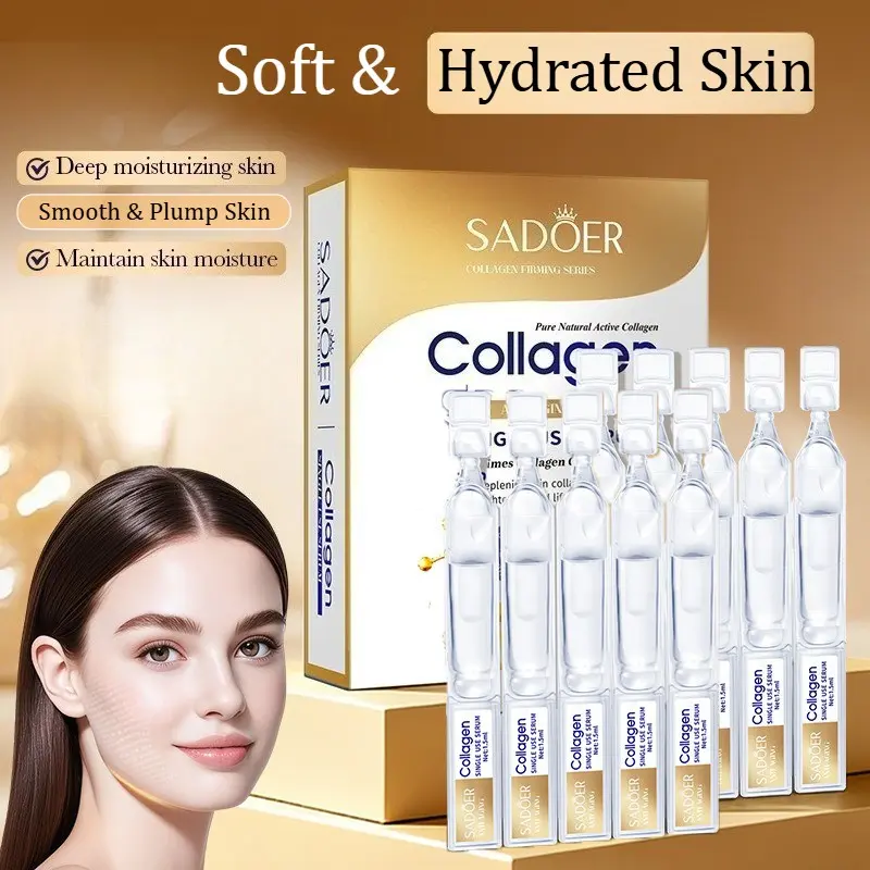 One box contains 10 single-use serum ampoules, this Hydrating, Moisturizing collagen serum has a lightweight texture, absorbs quickly, contains nourishing ingredients to help keep skin soft and hydrated, making it ideal for daily skincare
