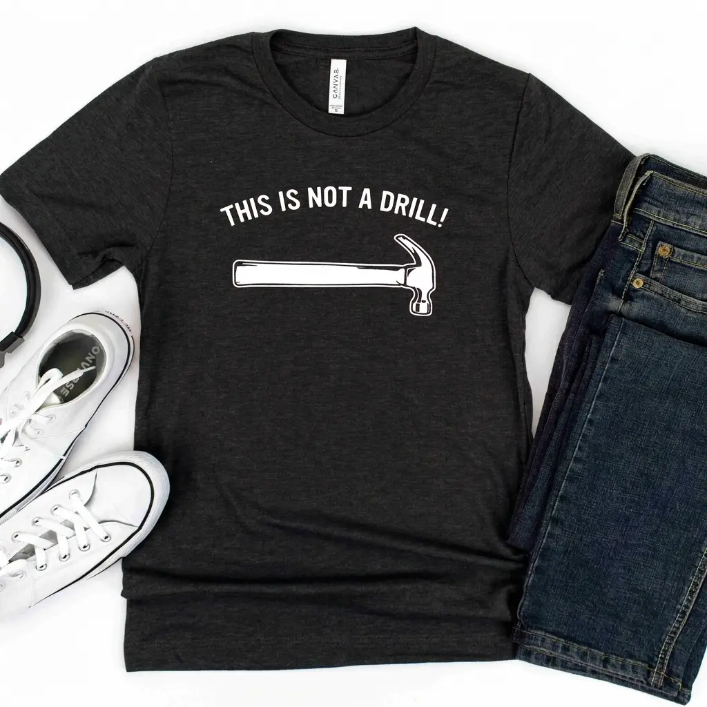 Funny Carpenter Shirt “This Is Not A Drill” Hammer Tee, Dad Joke T-Shirt, Construction Worker Gift, DIY Humor Shirt, Handyman Graphic Tee, Tool Lover Shirt, Unisex Casual Tee US