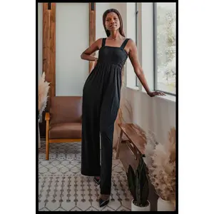 Tall Mallory Smocked Jumpsuit | Black