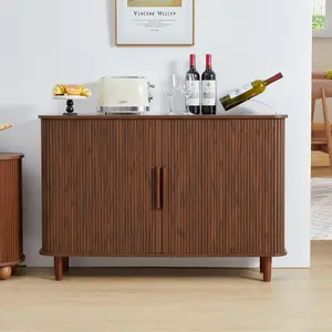 Giratree 53'' Sideboard with Storage Fluted Slide Doors, Thickened MDF Board (220lbs Load-Bearing) Adjustable Shelves, for Living/Dining Room/Kitchen/Hallway/Entryway, Easy Assembly