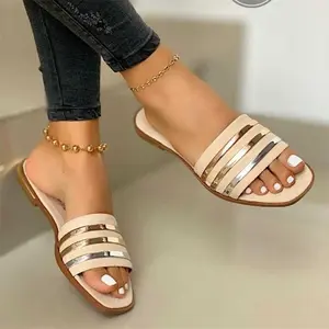 Striped Open-Toe Flats