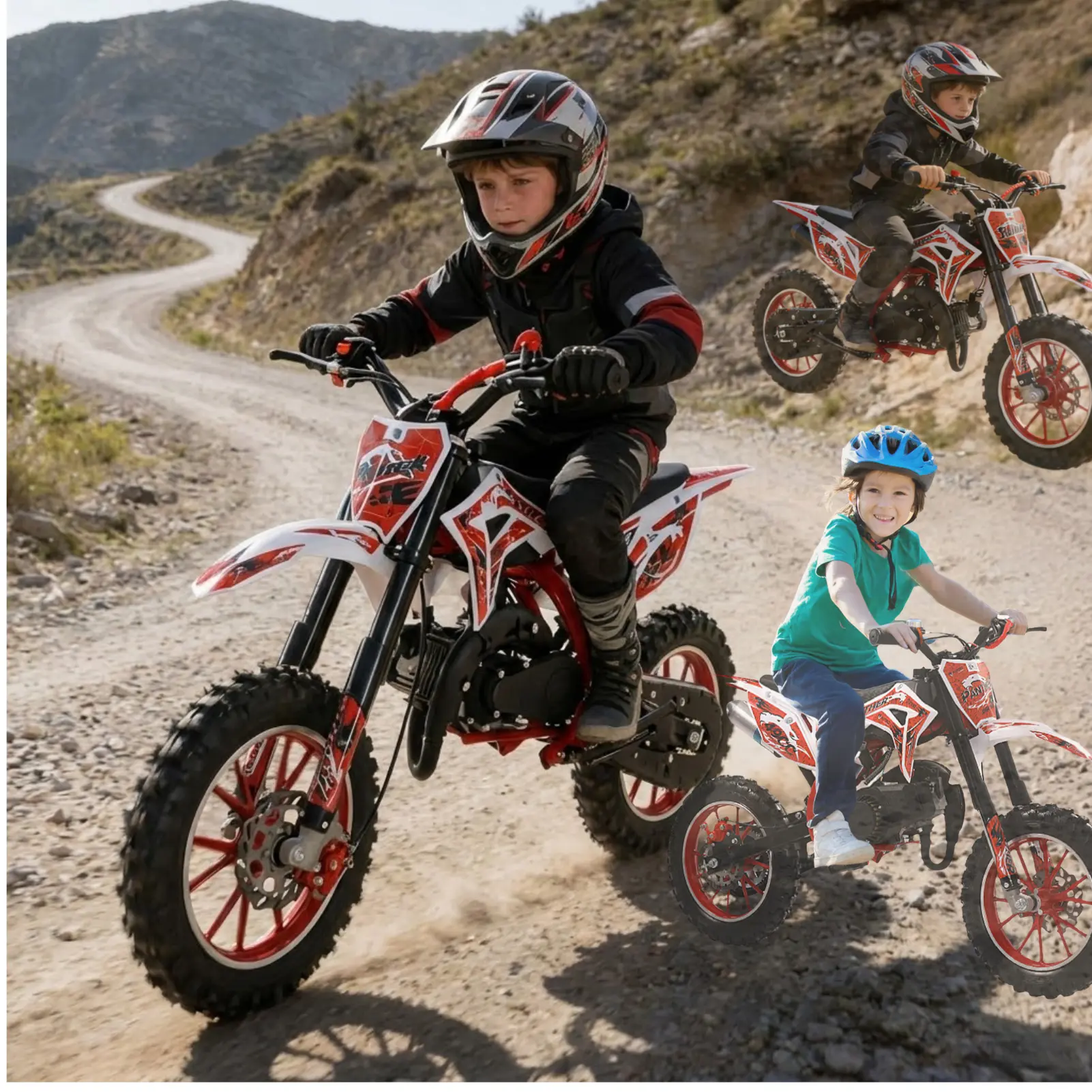 【Summer Wins】(GEN 1) Red & Blue Ride-on-toy for Backyard gift for Childhood Days Dirt Bike Adventure