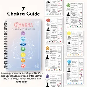 Chakra Guide and Planner Book, 7 Chakra Textbook for Beginners and Healing, Daily Chakra Guided Journal with Meditation Tips, Crystal Grids, Affirmations, Spiral Bound Planner, Wellness Journal