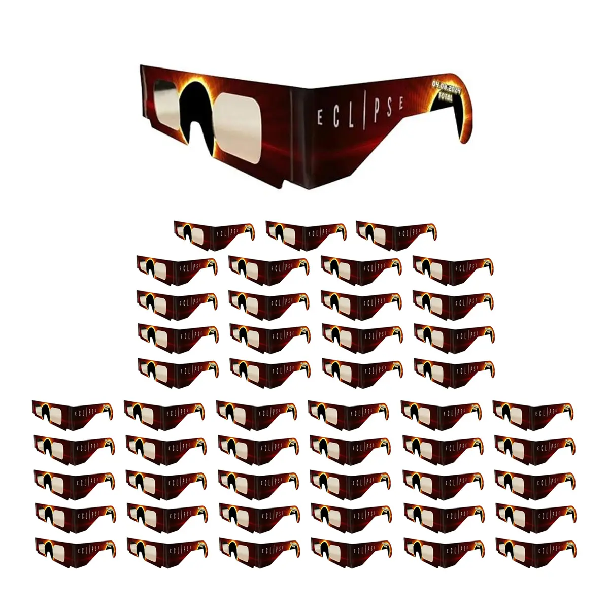 American Paper Optics Sleek Black/Silver Polymer Lens Solar Eclipse Safety Glasses, ISO Certified Unisex Protective Wear for Solar Viewing, 50-Pack, Safety Lenses