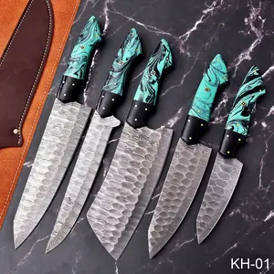 Handmade Damascus Steel Chef Knife Set | Professional Kitchen Knives for Cooking