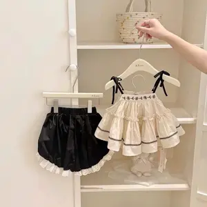 Cute Ruffle Camisole Set – Embroidered Top & Lace Trim Shorts, Aesthetic Summer Two Piece Outfit