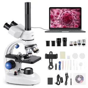 【Summervibes】VEVOR Trinocular Microscope, 40-5000X Magnification, Professional Compound Microscope for Adult with Phone Adapter, LED Light, Aluminum Alloy Body, for Lab, School, Home, Education