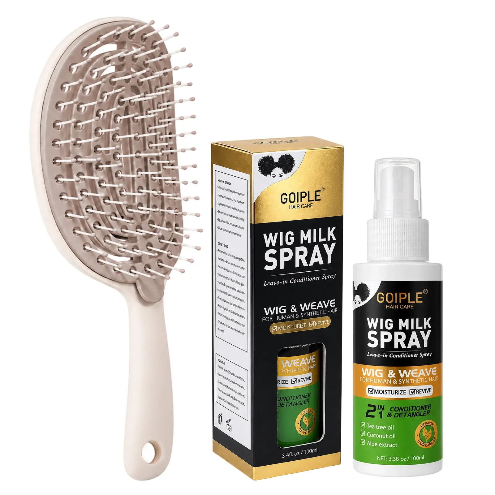 Goiple Synthetic Hair Wig Milk Spray 2 in 1 Leave-In Conditioner Spray for Hair Wigs & Detangler - Moisturizing Spray for Curly Hair Types - Coconut