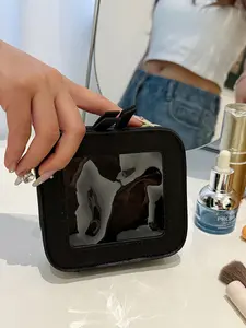 Solid Color Makeup Bag, Back To School, Waterproof Square Clear Makeup Bag, Cosmetic Storage Bag, Makeup Case, Cosmetics Organizer, Lipstick Organizer, Makeup Organizer Bag Essentials Pouch for Travel, School, Daily Use, Makeup Bag Set