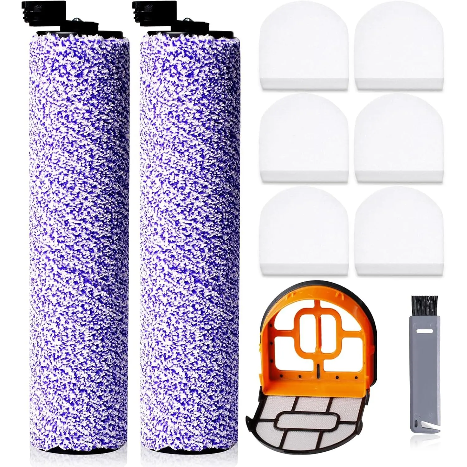 9 Pack Replacement Roller Brush and  Filters Kit Compatible with Shark WD101,AW302,WD201, WD161 WD261 AW261 Hydrovac XL 3-in-1 Vacuum Cleaner, Cordless Pro XL Vacuum Accessories