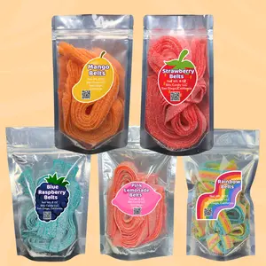 Belt Up Bundle - Super Sour Belts - Mouth Puckering Mango, Pink Lemonade, Rainbow, Blue Raspberry, Strawberry - 4 oz Sour Belts Bundle - Resealable