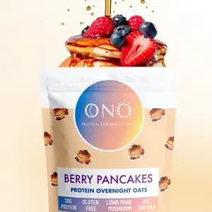 ONO Protein Overnight Oats Berry Pancakes Bundle - Includes 20g Protein, Gluten Free, Low Sugar, Just add milk