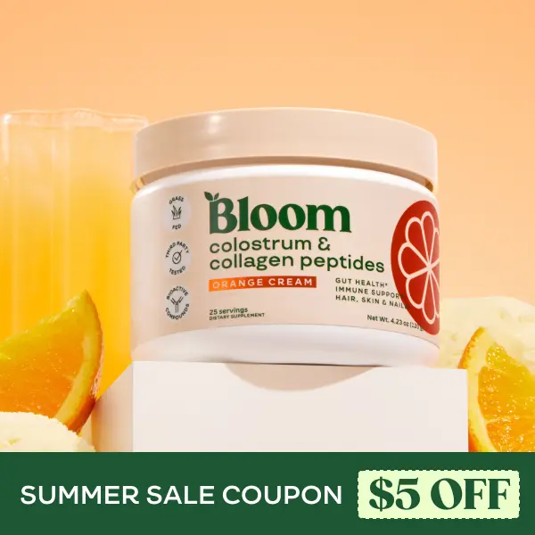 Bloom Nutrition Colostrum & Collagen Peptides Powder (25 Servings) – Grass-Fed Protein Powder for Gut Health, Immune Support & Skin