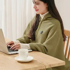 【Power bank not included】Portable USB Heated Blanket Shawl, Portable Heated multifunctional Shawl, 2025 New USB Zipper Electric Heated Blanket Shawl, Cordless Design, 15s Fast Heating(Excluding power banks)