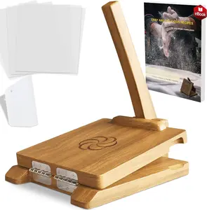 Wooden Tortilla Press Mexican Tortillera Presser Made from  -Grade Acacia  - Large  Pataconera with 50 count  Paper, Dough  and Recipes eBook (Square 10")