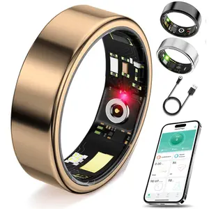 Smart Health Ring for Women Men Fitness Tracker with Heart Rate, Blood Oxygen, Blood Pressure, Sleep Monitoring, Step Counting, IP68 Waterproof for iOS and Android, No APP Fee, Rose Gold 8, Wearable, Smart Ring