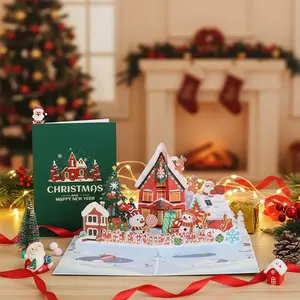 Large 3D Pop-Up Christmas Card – Holiday Village Scene