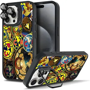 America Aguilas Collage Shockproof Phone Case with TPU, Tough Magnetic Durable Metal Lens Frame, Film Bracket Stand, Full Camera Protection for Samsung & iPhone 11-17/AIR 16 PRO PLUS MAX, Casing Gift Accessory