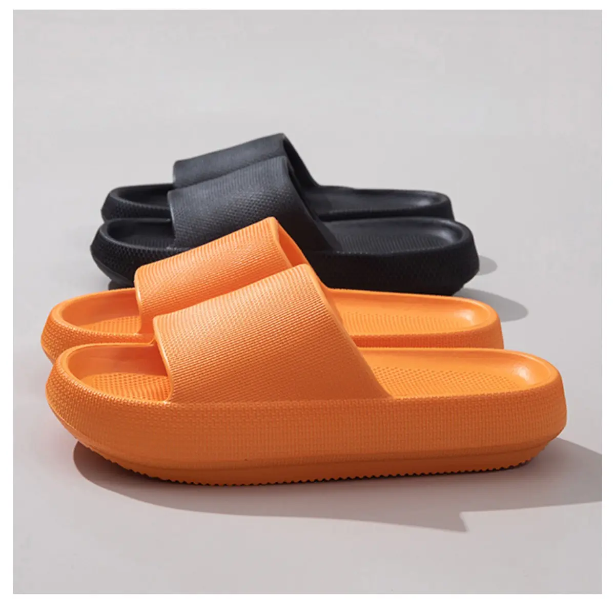 Unisex Cloud Slides, Solid EVA Pillow Slippers with Arch Support, Non-Slip Thick Sole Footwear with Drainage Holes for Bathroom and Pool, Flipflop, Sliders Shoes, Slip On, Synthetic, Indoor/Outdoor, Public Shower, All Seasons, Anti-Slipping